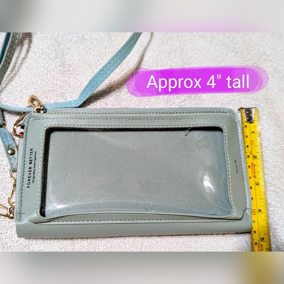 Cellphone wallet case, BNWOT, shimmery teal/light blue colour, cute wallet - Picture 3 of 10
